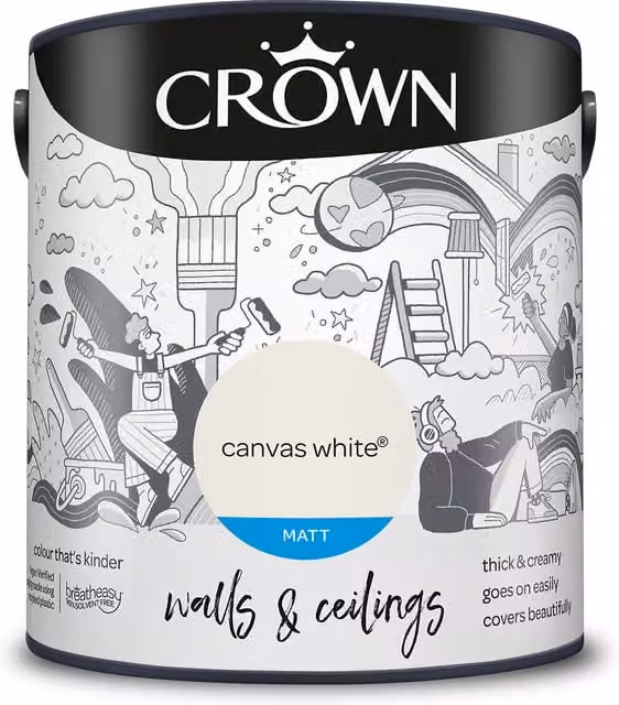 Crown Matt Breatheasy Water Based Dispersion Emulsion Paint in White