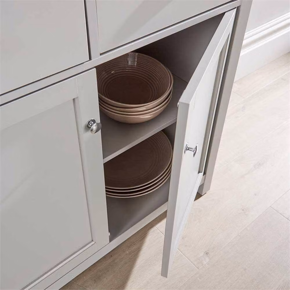 Nordara Grey 2 Door 2 Drawer Storage Cabinet with Oak Top – 2