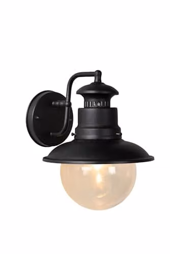 Lucide Figo Modern Dimmable Outdoor Wall Lantern, Black, Diameter: 21.5 cm