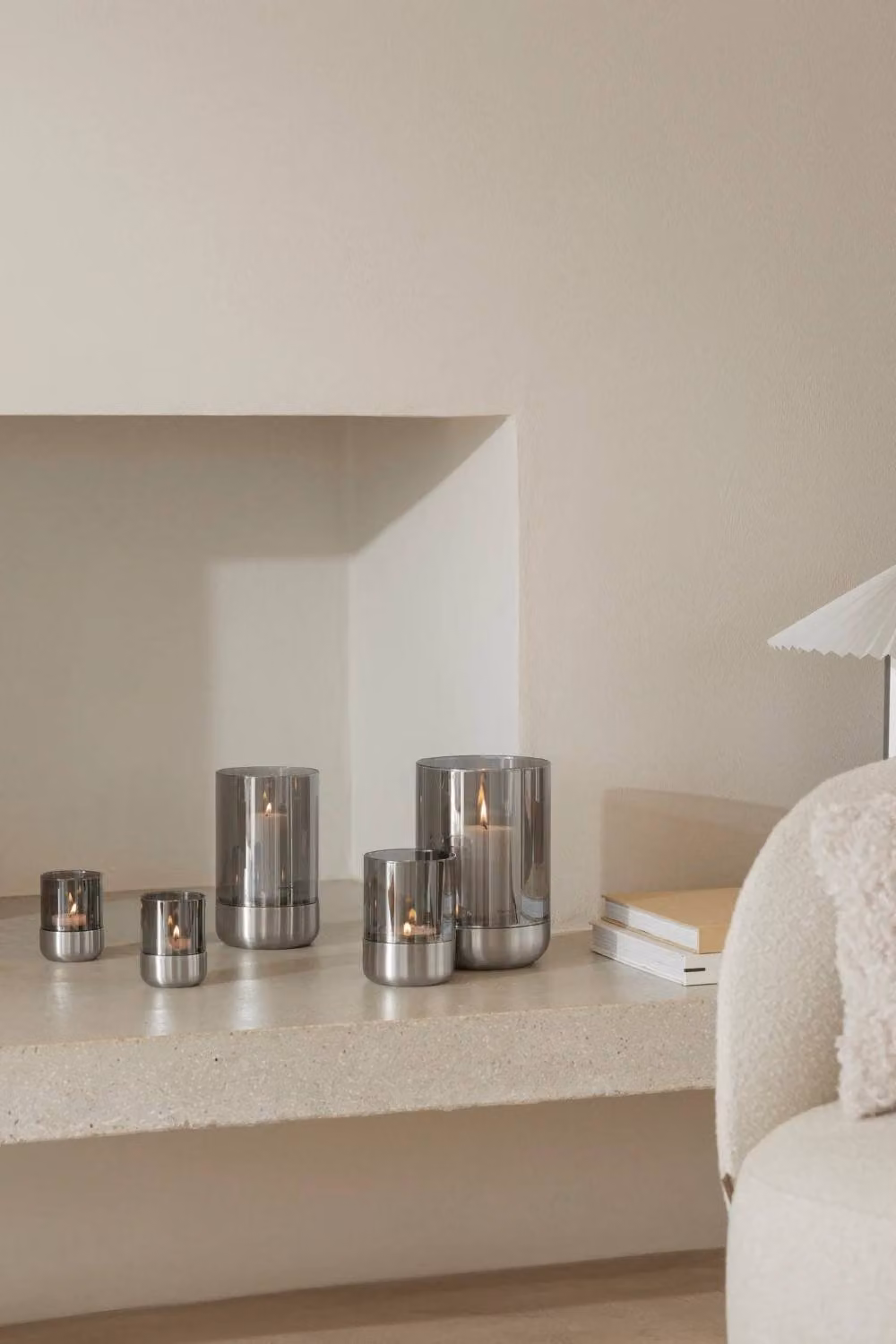 Blomus Calma Lantern XS Set of 2 in Matt Stainless Steel and Smoke Glass, Silver – 2