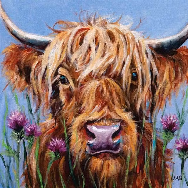Louise Brown Highlander Floral and Animal Canvas Print in Brown