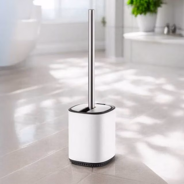Showerdrape Echo Steel Toilet Brush and Holder in White