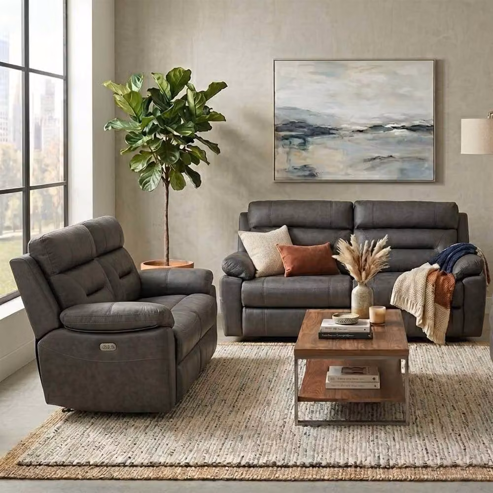 Furnishings For Less UK Lucy Electric Reclining Sofa Suite 3 + 2 in Ink Grey – 2
