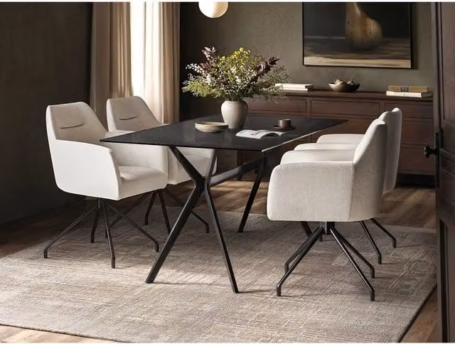 Solace+Co Emil Glass Dining Table and 4 Chairs Set in Black and Brown
