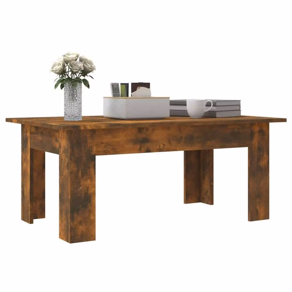 Berkfield Home Smoked Oak Coffee Table in Brown, W/D/H: 100 x 60 x 42 cm – 3