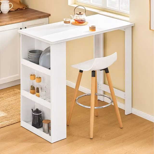 SoBuy Modern White Bar Table with 3-Tier Shelf