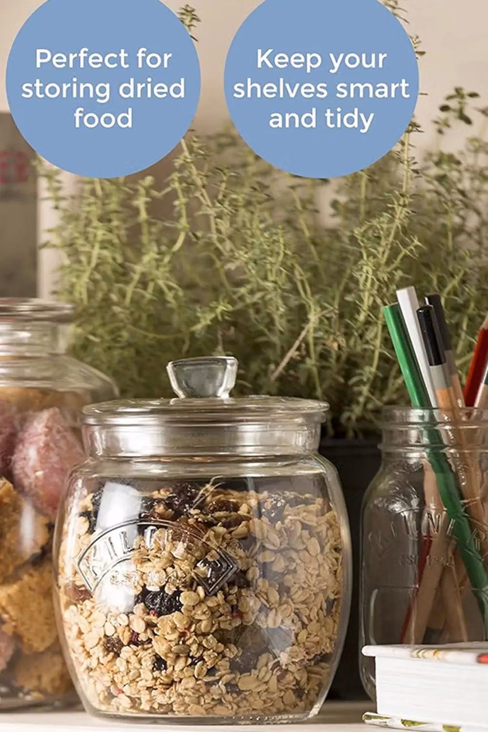 Kilner Set of 3 Airtight and Leakproof Universal Push-Top Lid Glass Jars in Transparent – 2
