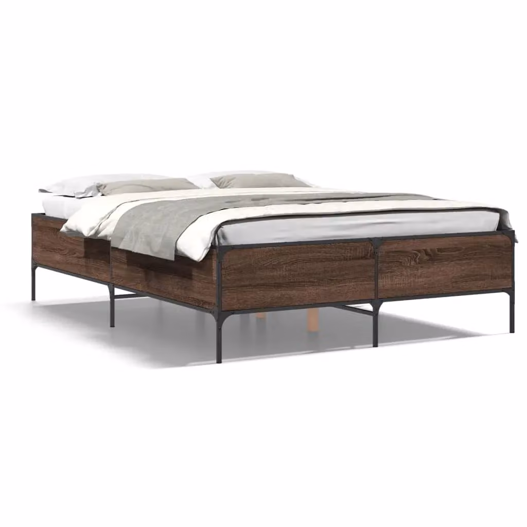 Berkfield Home Bed Frame in Brown Oak, W/D/H: 140 x 200 cm – 2