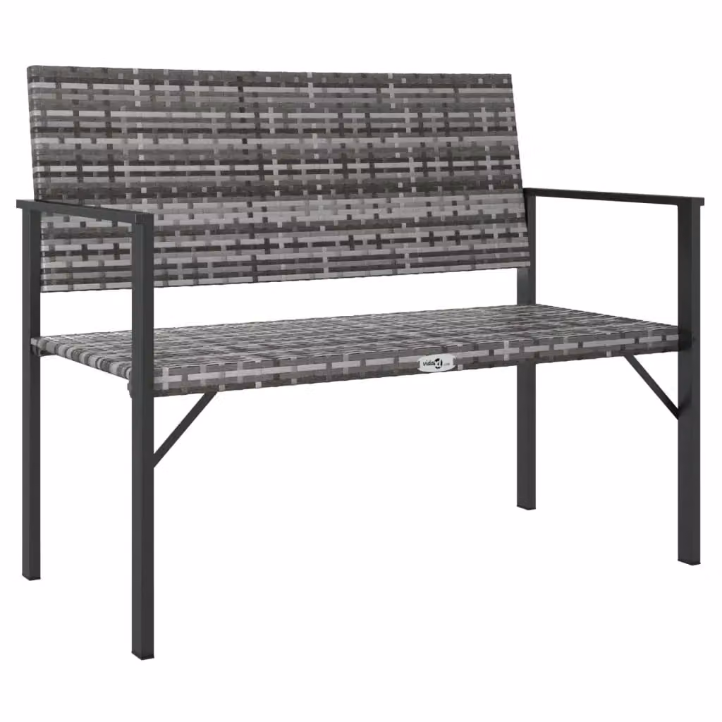 Berkfield Home 2-Seater Grey Poly Rattan and Steel Garden Bench – 2