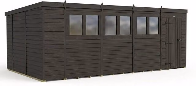 Buttercup Farm Grey Composite Pent Garden Shed with Single Door and Windows, W: 305 cm, D: 305 cm, H: 210 cm