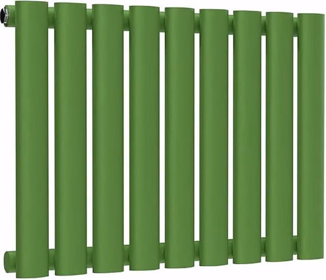 Lux Heat Oval Horizontal Wall Mounted Steel Radiator, Green, W: 54 cm, H: 40 cm