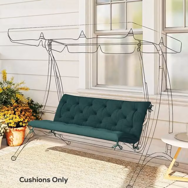 Outsunny 3 Seater Garden Bench Cushion with Back in Green