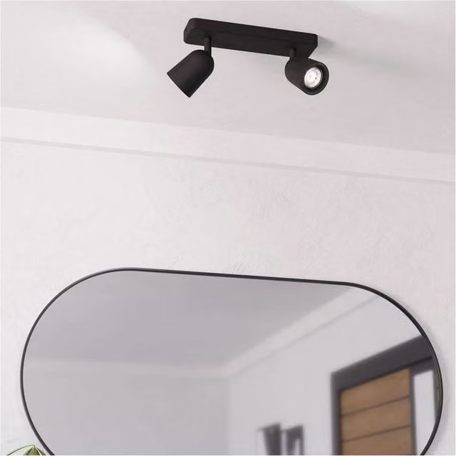 Loops Modern Black LED Ceiling Spotlight with GU10 Glass Shade – 1