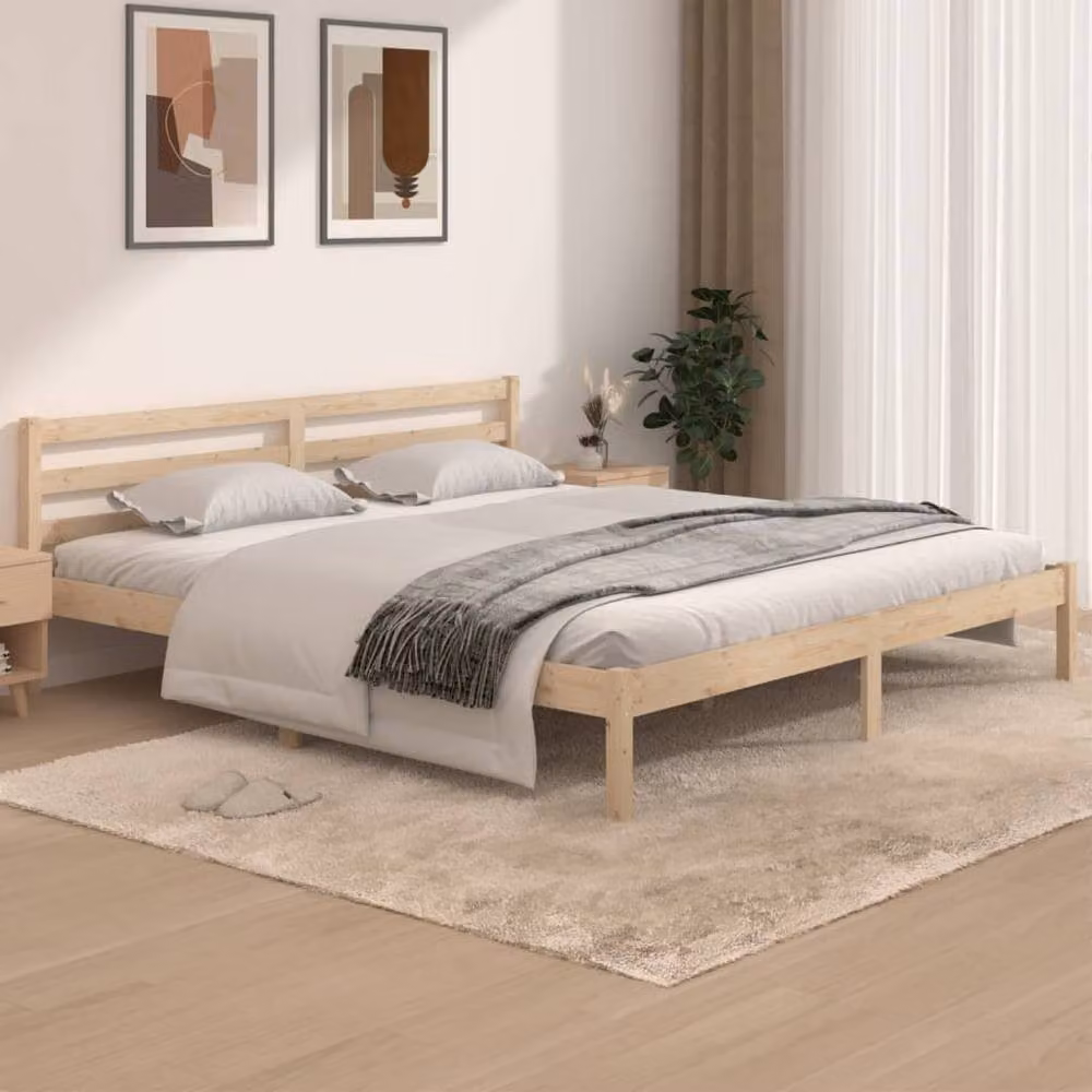 Berkfield Home Solid Wood Pine Bed Frame in Beige, W/D/H: 180 x 200 cm – 2