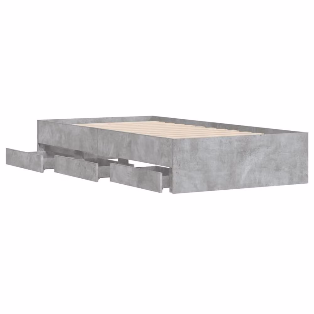 Berkfield Home Modern Bed Frame with Drawers in Concrete Grey, W/D/H: 90 x 190 cm – 3