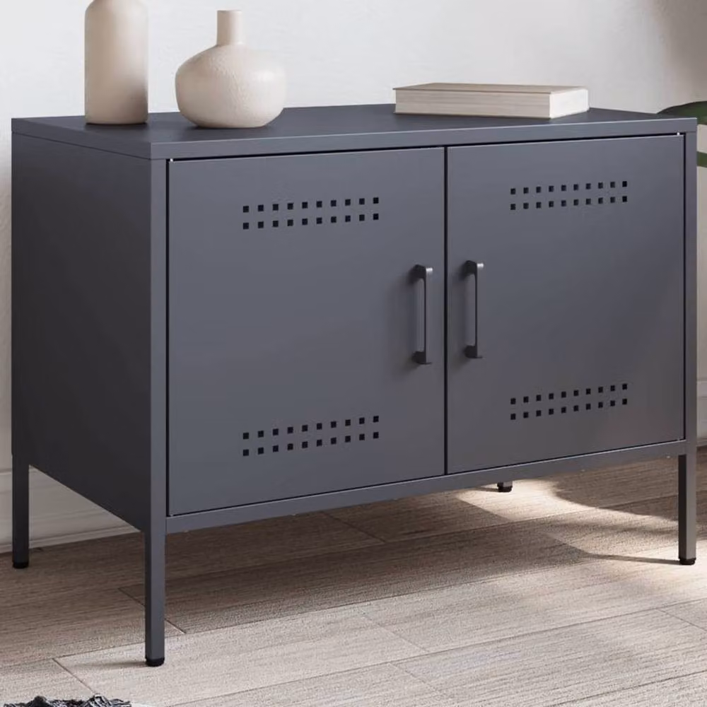 Berkfield Home Anthracite Steel TV Cabinet in Dark Grey, W: 68 cm, D: 39 cm, H: 50.5 cm – 2