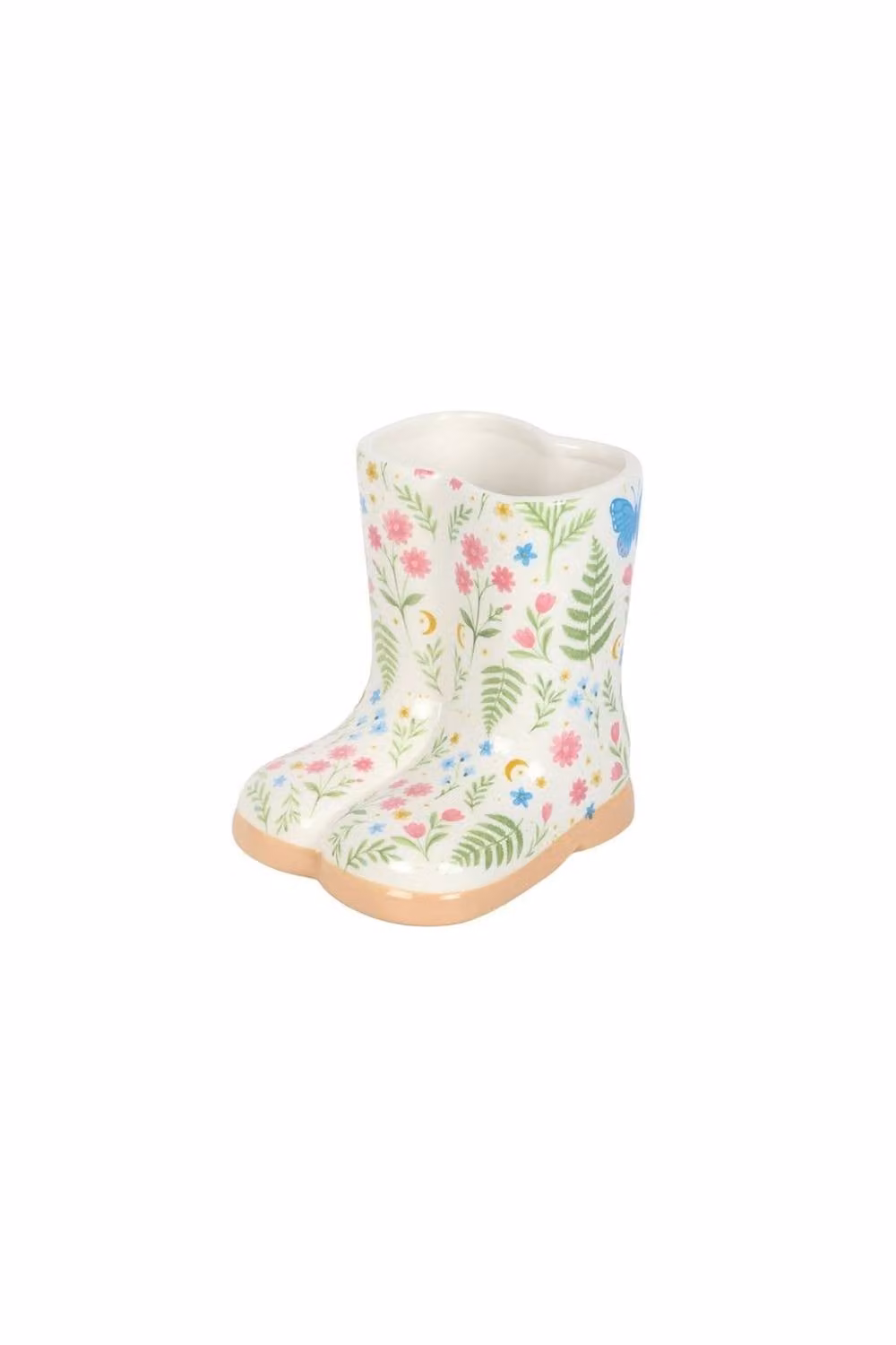 KDMD Luna Bloom Floral Ceramic Welly Boot Planter in White – 2