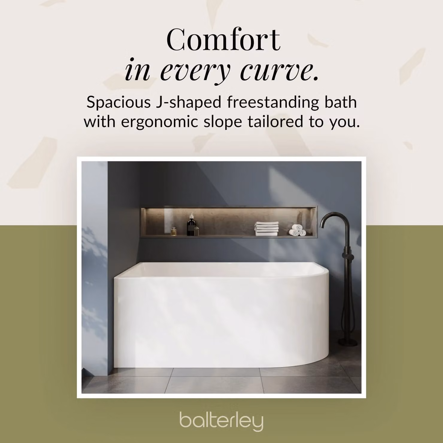 Balterley Left Hand Asymmetric J Shaped Freestanding Acrylic Bath in White W/D/H: 150 x 71 x 59 cm – 3