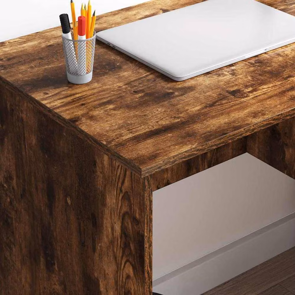 Berkfield Home Modern Writing Desk with Storage in Smoked Oak, W/D/H: 90 x 49.5 x 75 cm – 3