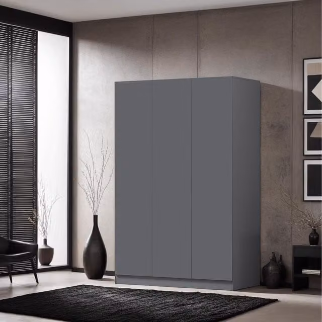 FWStyle 3 Door Triple Wardrobe in Dark Matt Grey with Soft Close Doors
