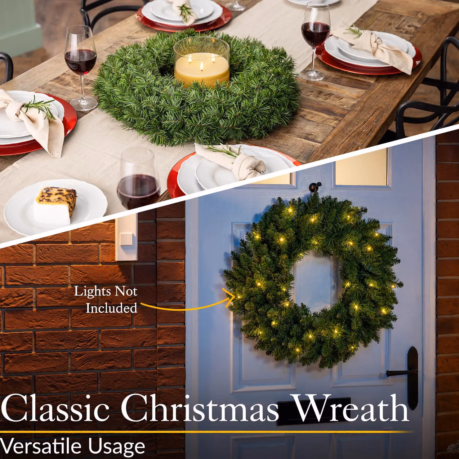 Christow Artificial Plain Xmas Spruce Wreath Front Door Decoration, Green, Diameter: 45 cm – 3