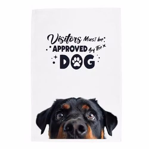 Purely Home Peeping Rottweiler Dog Kitchen Tea Towel, Multicolour, W: 67 cm, H: 45 cm