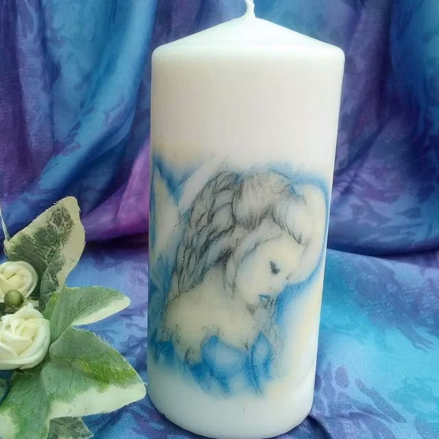 Viki Fairy Pillar Candle in White