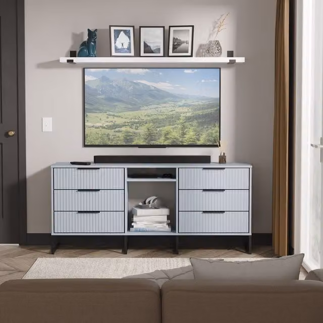 Ready Assembled 2 U Menai 6 Drawer Sideboard in Light Blue