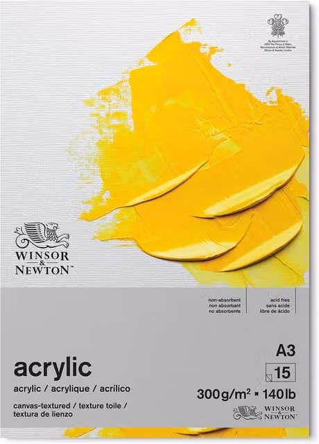 Winsor & Newton Acrylic Paper Pad, A3, Yellow