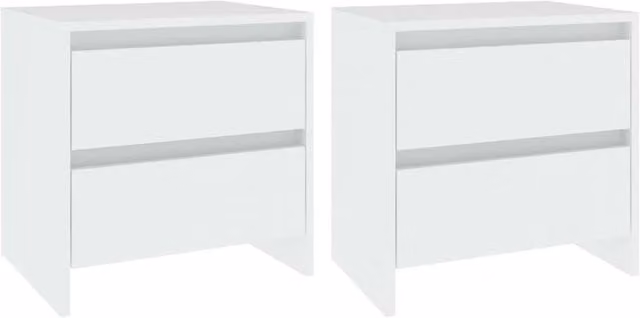 Berkfield Home Set of 2 White Bedside Cabinets, W/D/H: 45 x 34.5 x 44.5 cm