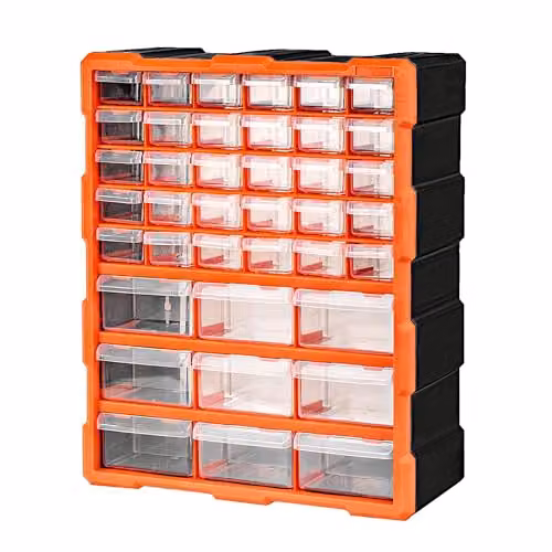 Simpa 39 Drawer Plastic DIY Tool and Hardware Storage Organiser Cabinet, Black, H 47.5 cm x W 38 cm x D 16 cm – 4