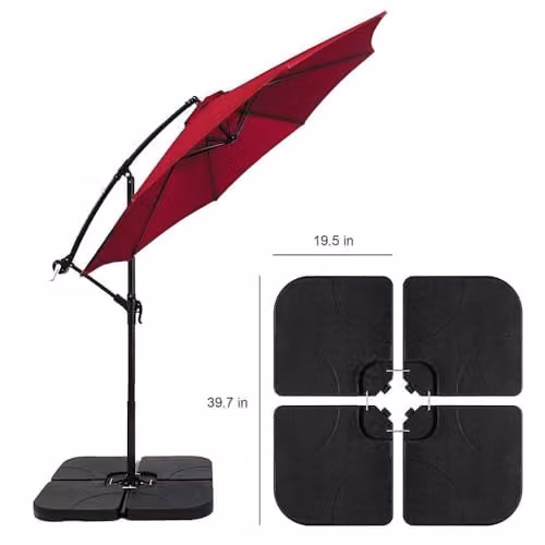 JSH 4 Piece Interlocking Garden Parasol Base Weight in Black, Heavy Duty Square Patio Umbrella Stand for Outdoor Sunshade, Fillable with Water (50 kg) or Sand (71 kg) – 2