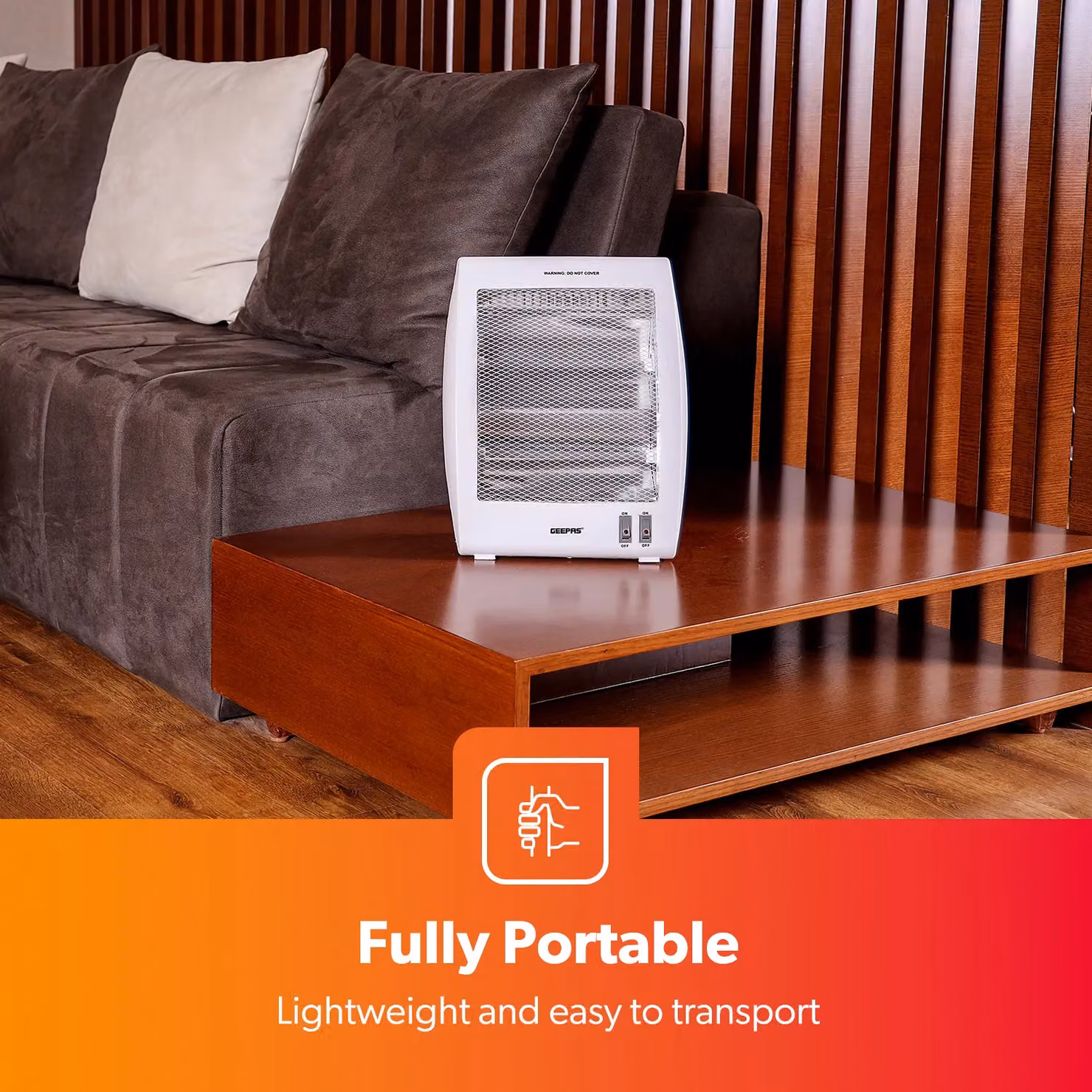 Geepas Quartz Halogen Electric Infrared Heater in White with 2 Heat Settings (400W/800W) – 3