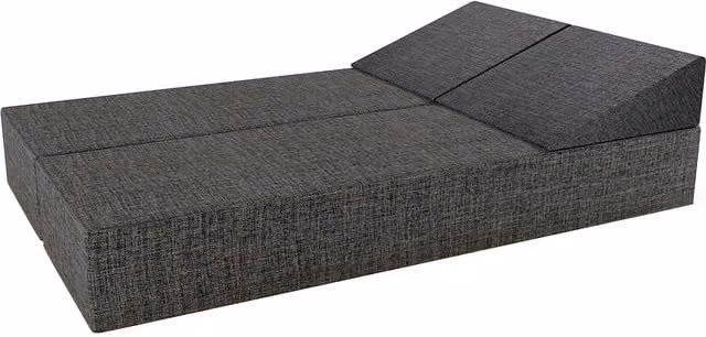 Rest Relax Antibacterial Grey Fabric Futon Mattress, W/D/H: 130 x 190 x 22.5 cm