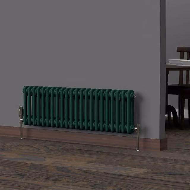 Lux Heat Horizontal Column Radiator in British Racing Green, W: 101.0 cm, H: 30.0 cm