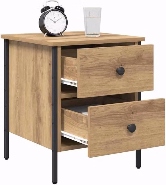Berkfield Home Modern Artisan Oak Bedside Cabinet in Beige, W/D/H: 40 x 42 x 50 cm – 1