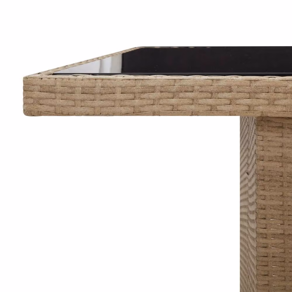Berkfield Home Extendable Rectangular Garden Table in Beige Poly Rattan with Tempered Glass Top, W/D/H: 240 x 90 x 75 cm – 3