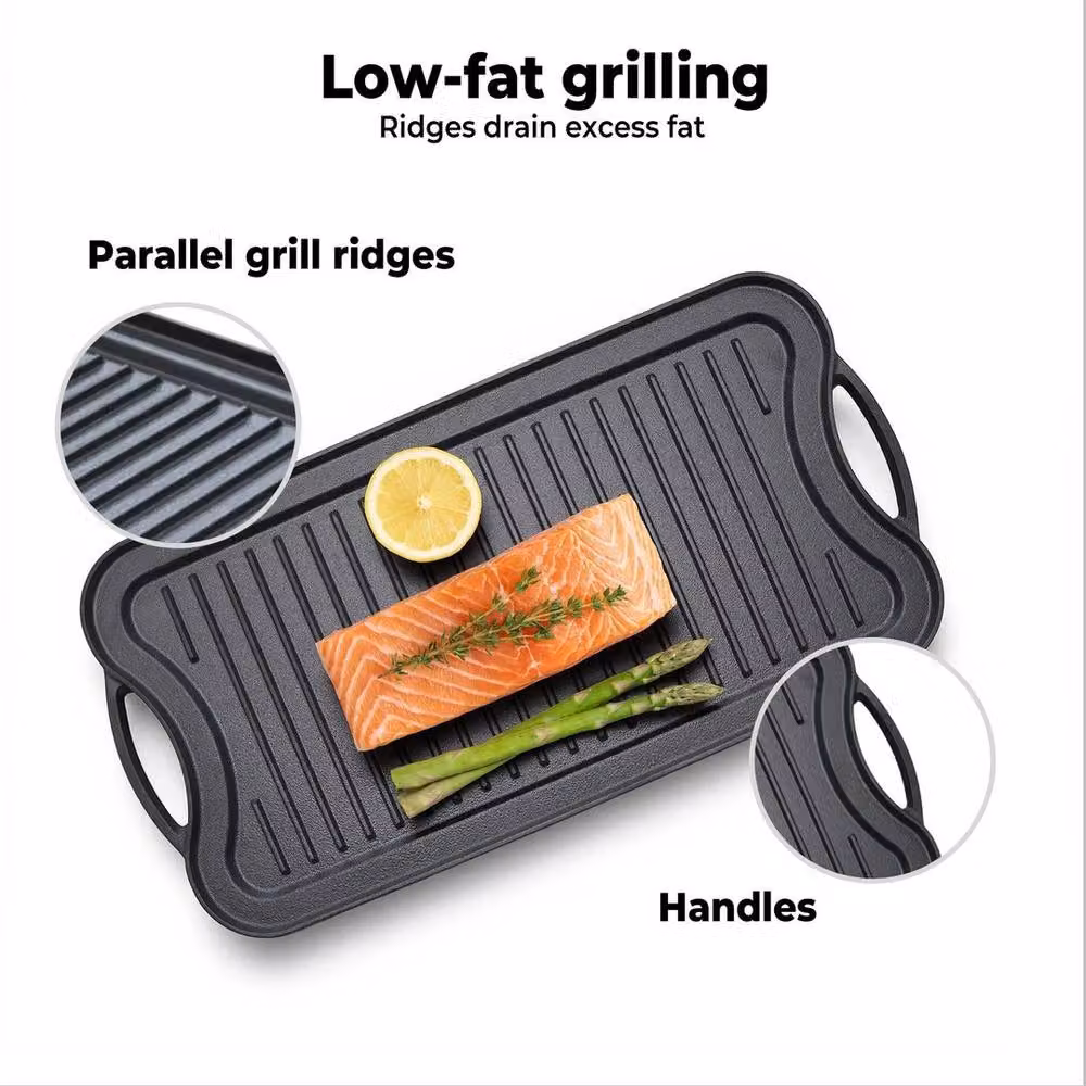 EONLION Black Cast Iron Non-Stick Griddle Plate, Width: 100 cm – 2