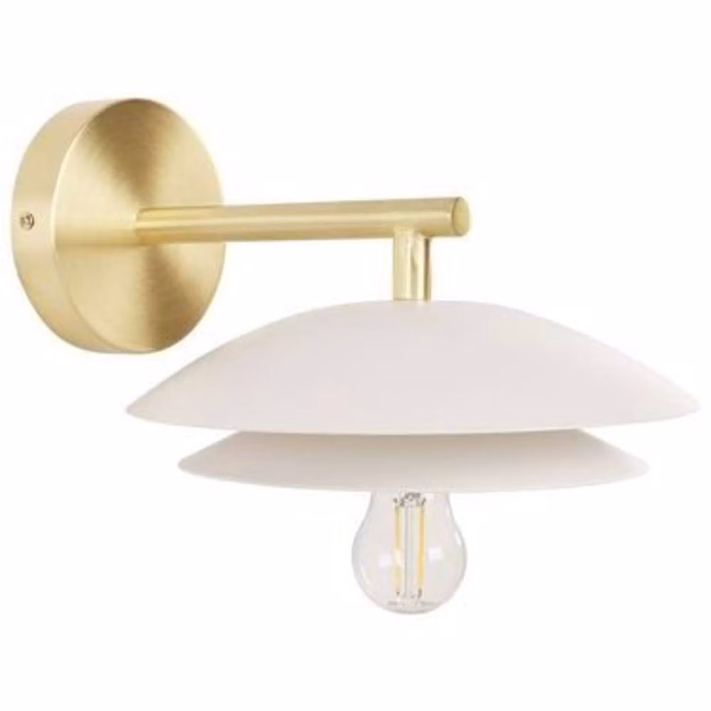 Wyld and Coco Luxe LED Wall Lamp in White and Gold Stainless Steel with Double Open Cone Shade – 2