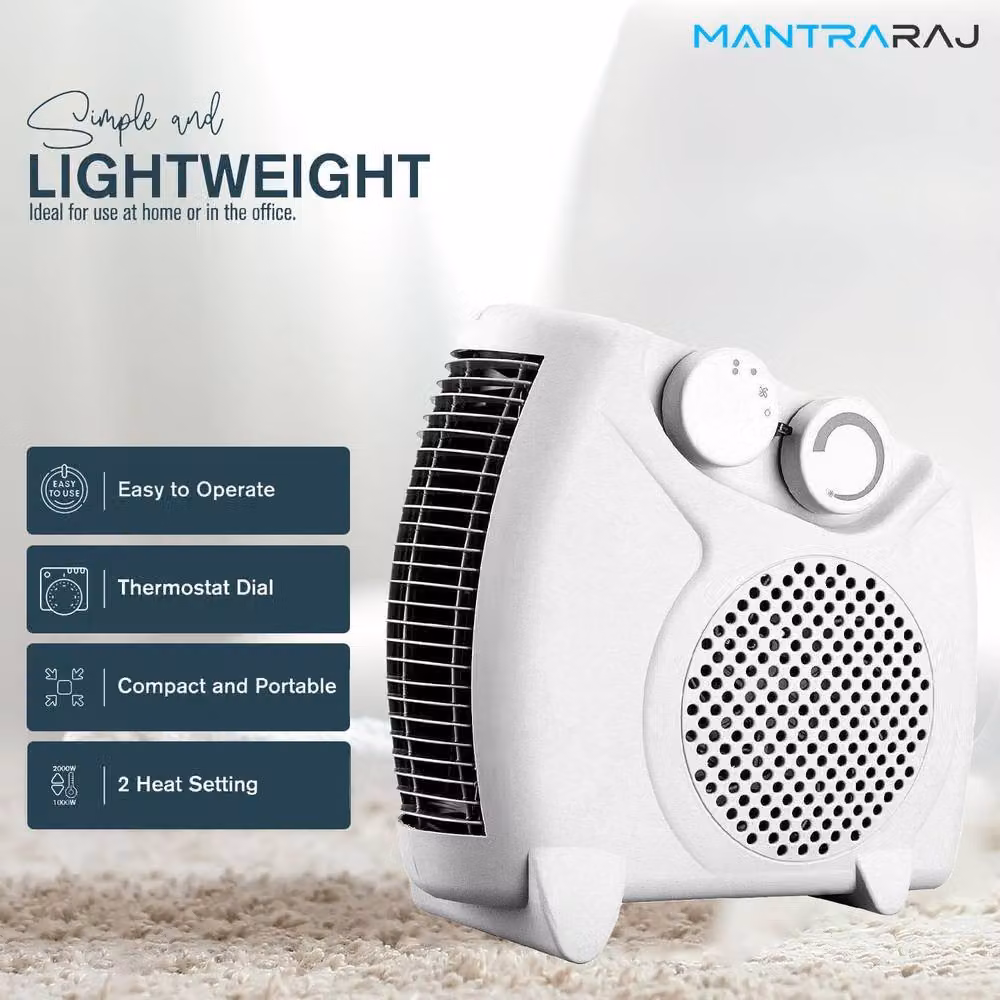 MANTRARAJ 2000W Ceramic Portable Fan Heater with Thermostat and Overheat Protection, White – 2