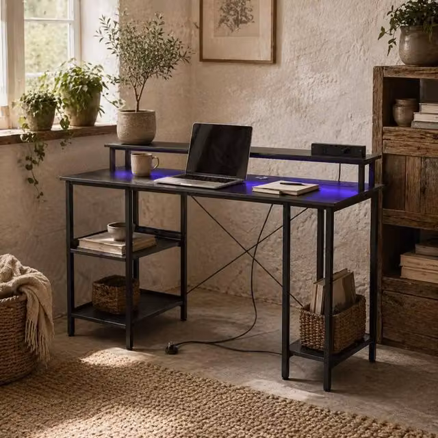 Wyld Haus Sona Grey Carbon Fibre Gaming Desk W: 120 cm, D: 89.5 cm, H: 120 cm