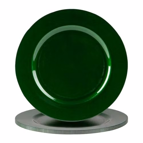 Argon Tableware Metallic Charger Plates in Green, Pack of 6, Diameter: 33 cm