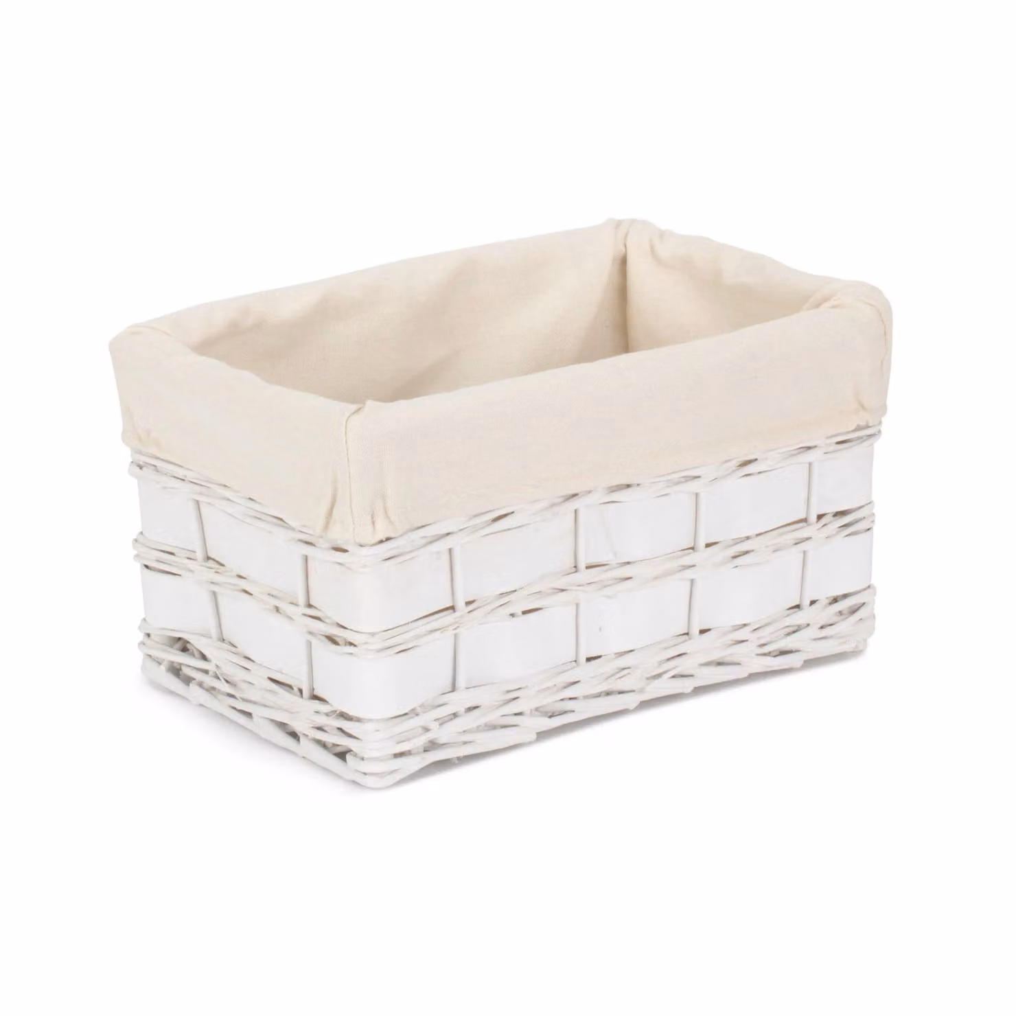Red Hamper Set of 4 Wicker Scandi Storage Baskets with White Cotton Lining