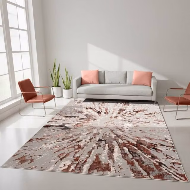 Smart Living Shimmer Sunset Modern Abstract Rug in Pink, W: 200 cm, D: 290 cm