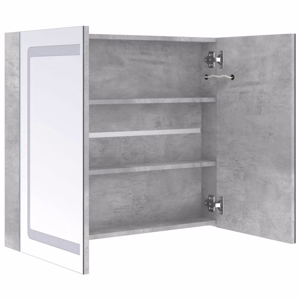 Berkfield Home LED Bathroom Mirror Cabinet in Concrete Grey, W/D/H: 80 x 12 x 68 cm – 3