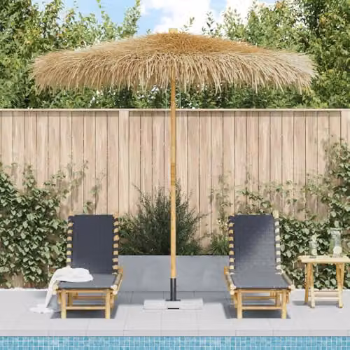 vidaXL Bamboo Garden Parasol with Banana Leaf Roof, Brown, W: 260 cm, H: 210 cm – 2