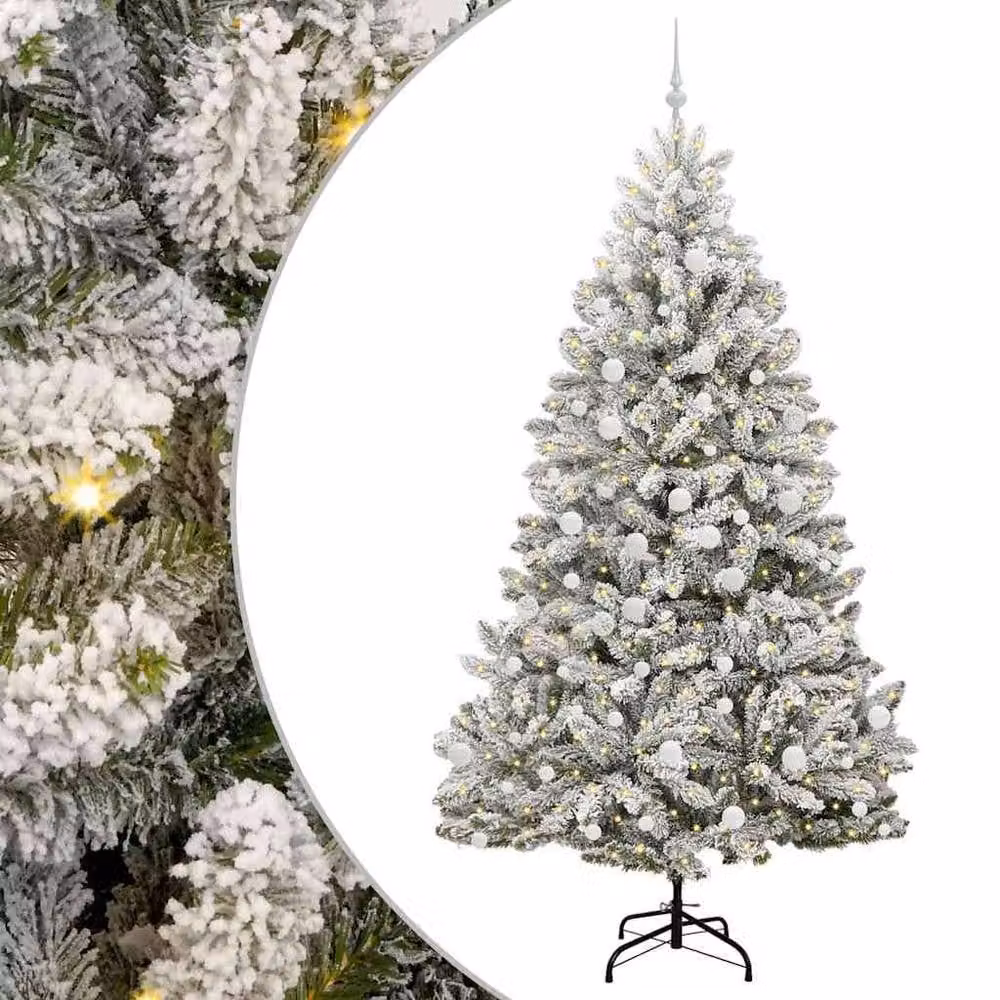 Berkfield Home Artificial Christmas Tree in Green and White, Height: 210 cm – 2