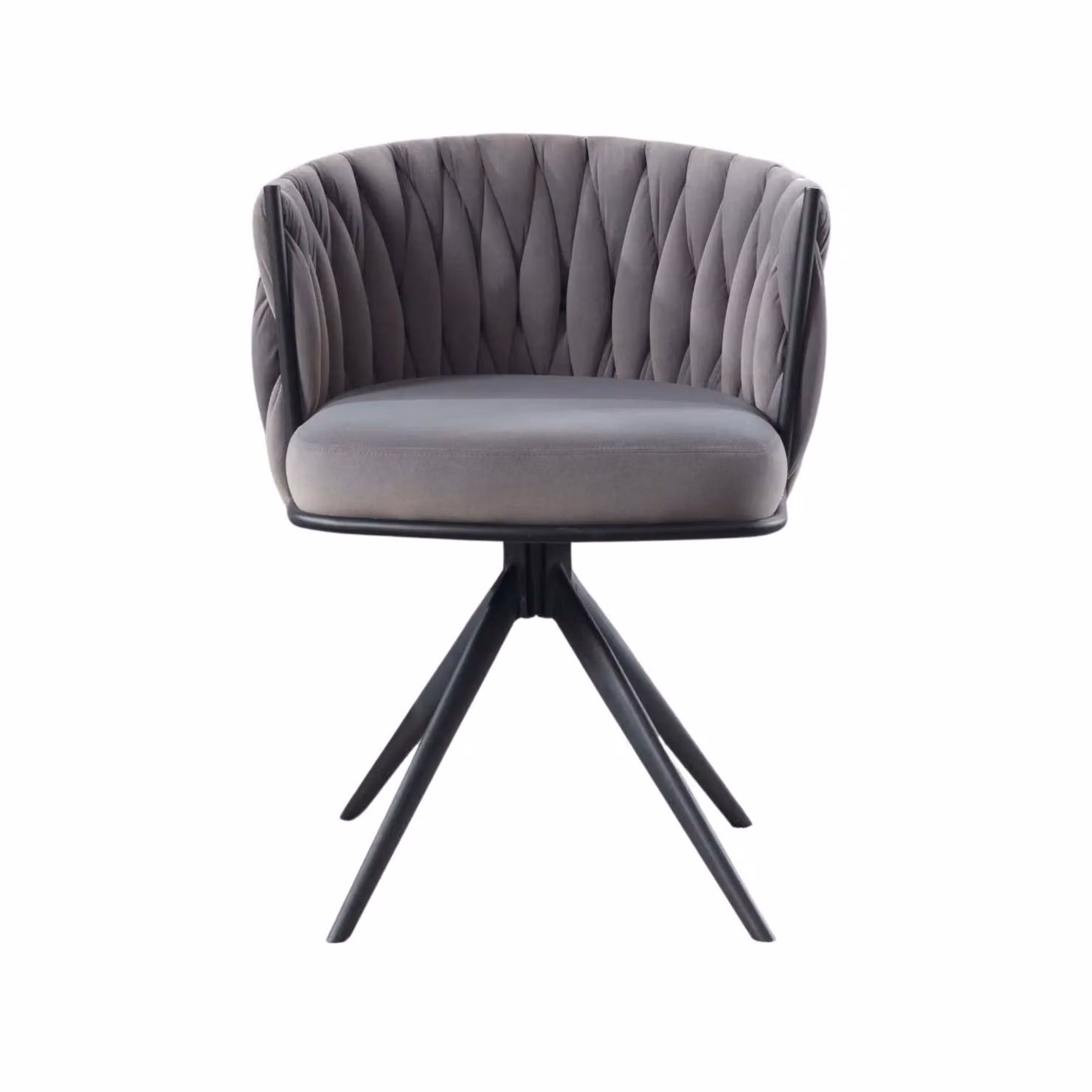 Home Source Modern Grey Velvet Tub Accent Chair with Metal Frame – 4