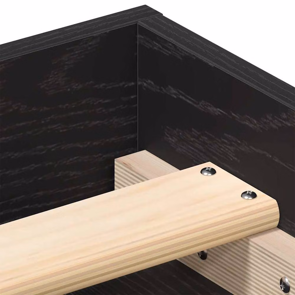 Berkfield Home Durable Bed Frame in Black Oak, W/D/H: 200 x 203 x 35 cm – 3