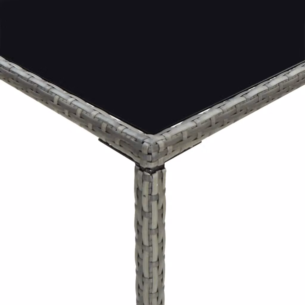 Berkfield Home Grey Poly Rattan and Glass Garden Bar Table, W/D/H: 70 x 70 x 110 cm – 3